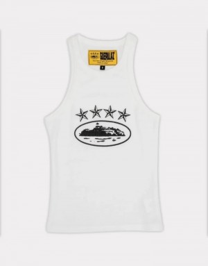 Corteiz 4starz Alcatraz Tank Top Dame Hvite Norge | P3K-6232