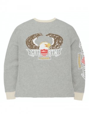 Corteiz Dipset Eagle Waffle Longsleeve Gensere Dame Hvite Norge | A8D-1113