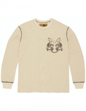 Corteiz Tiger Waffle Longsleeve Gensere Dame Hvite Norge | I6G-2122