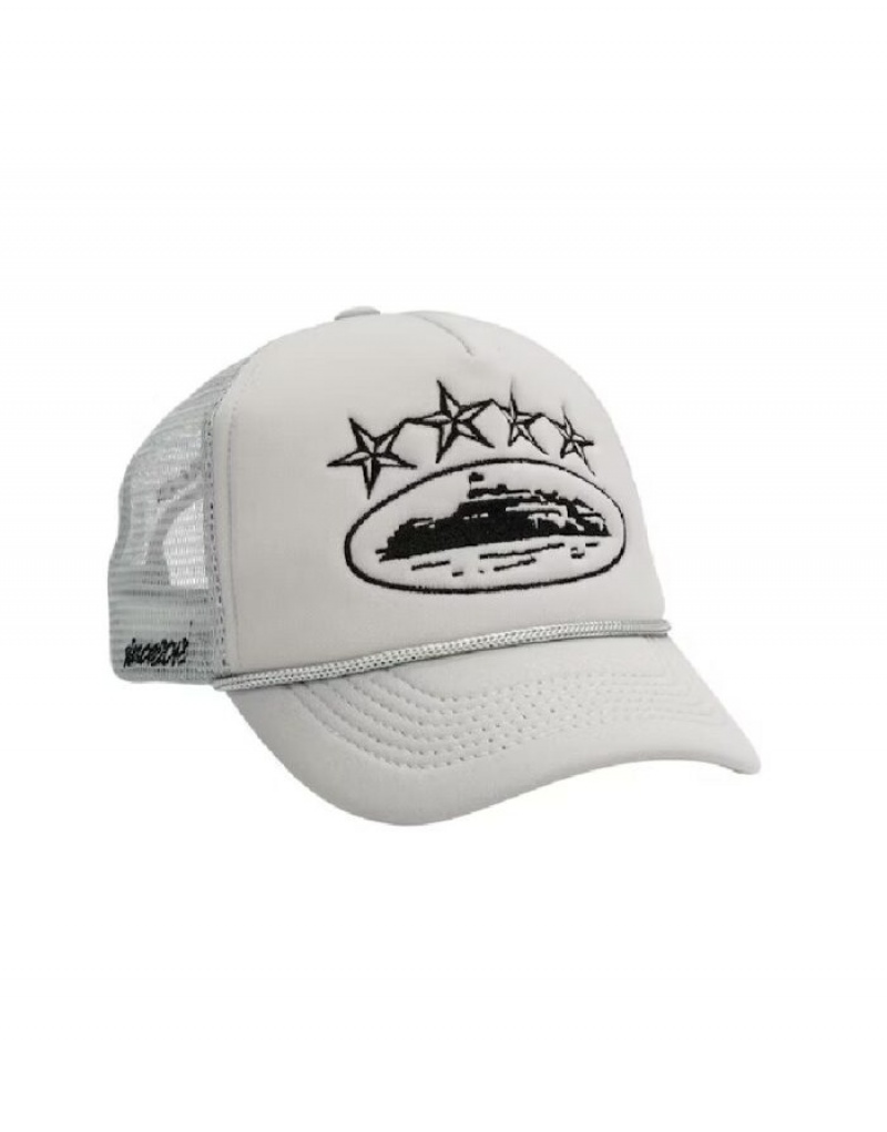 Corteiz 4starz Alcatraz Trucker Caps Dame Hvite Norge | K0T-3271