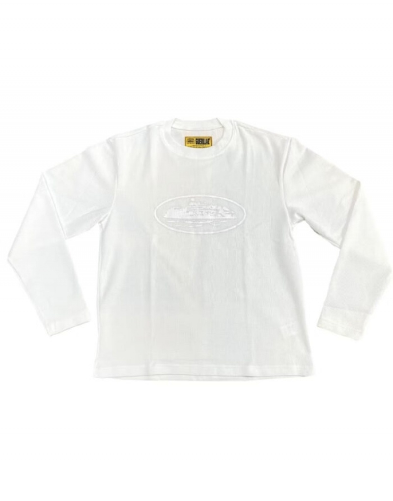 Corteiz Alcatraz Waffle Long Sleeve Gensere Dame Hvite Norge | Q1P-7357