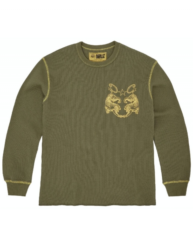 Corteiz Tiger Contrast Waffle Longsleeve Gensere Dame Hvite Norge | V6K-5110